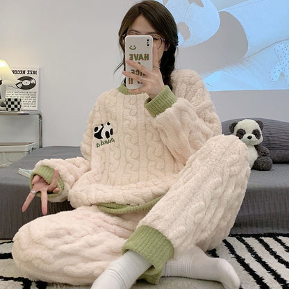 Plush Pajamas For Women Autumn And Winter Fleece-lined